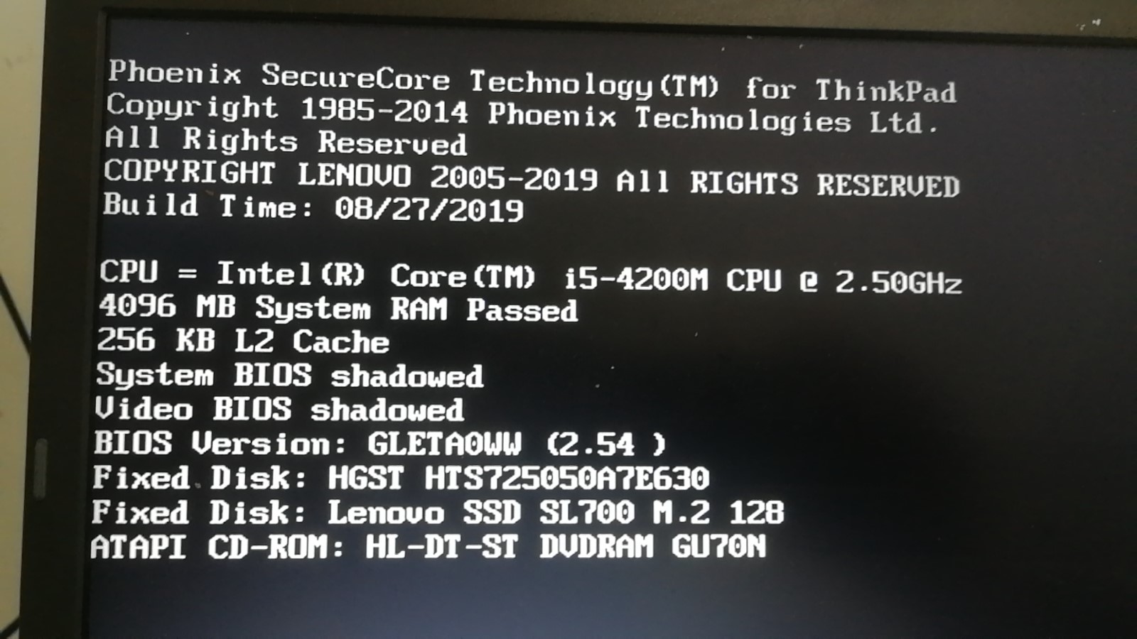 联想t440p按biosf9后自检中断连pe系统都进不了