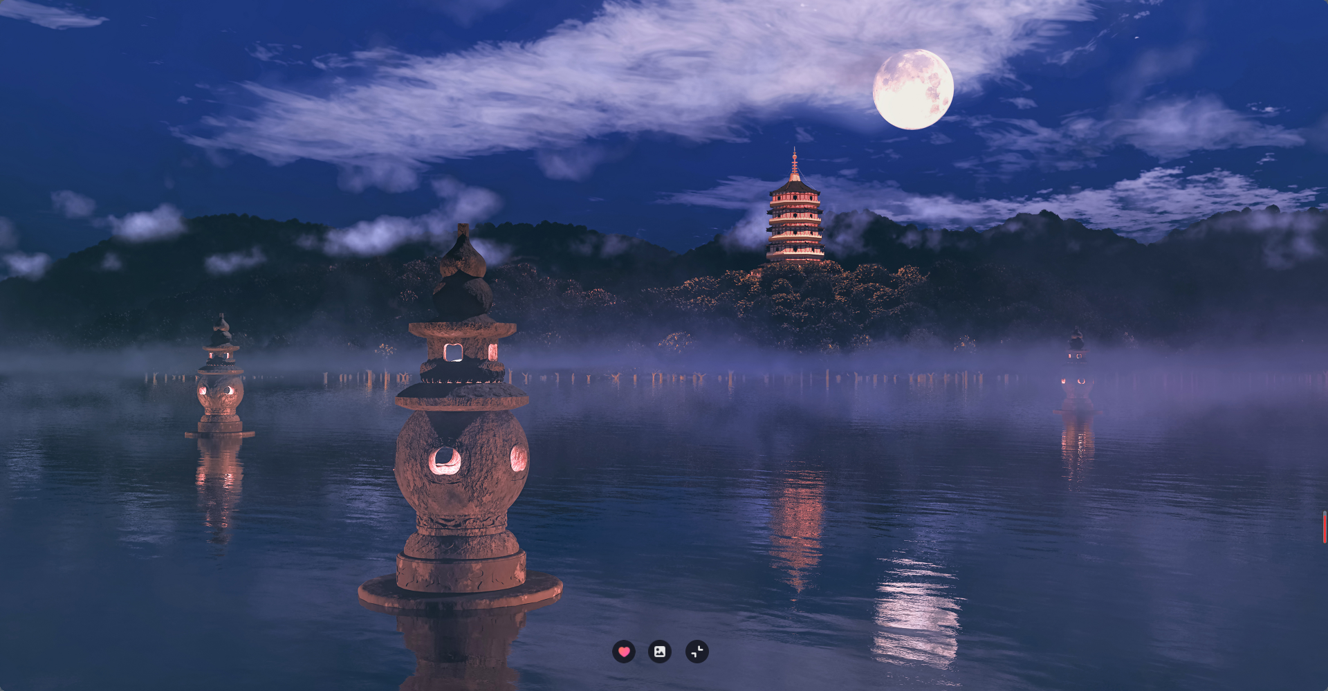杭州三潭印月的锁屏,中秋主题 , 好像摄影师是 孙权
